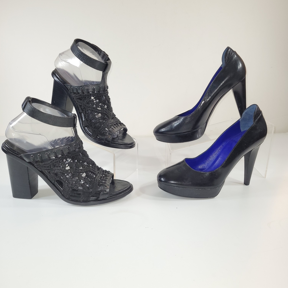 Sergio Rossi Rag Bone Black and Blue Heels Collection Women Pumps Size 39.5